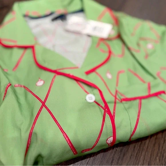 Katie Kime Birdie Pajama Pants Set | Medium | Green Pink Golf Print | NWT | Rare - Picture 4 of 5